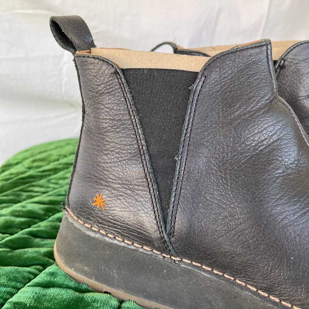 The Art Company ORLY Black Leather Ankle Boots Platform Spain Womens 41/10-10.5 - Picture 3 of 11